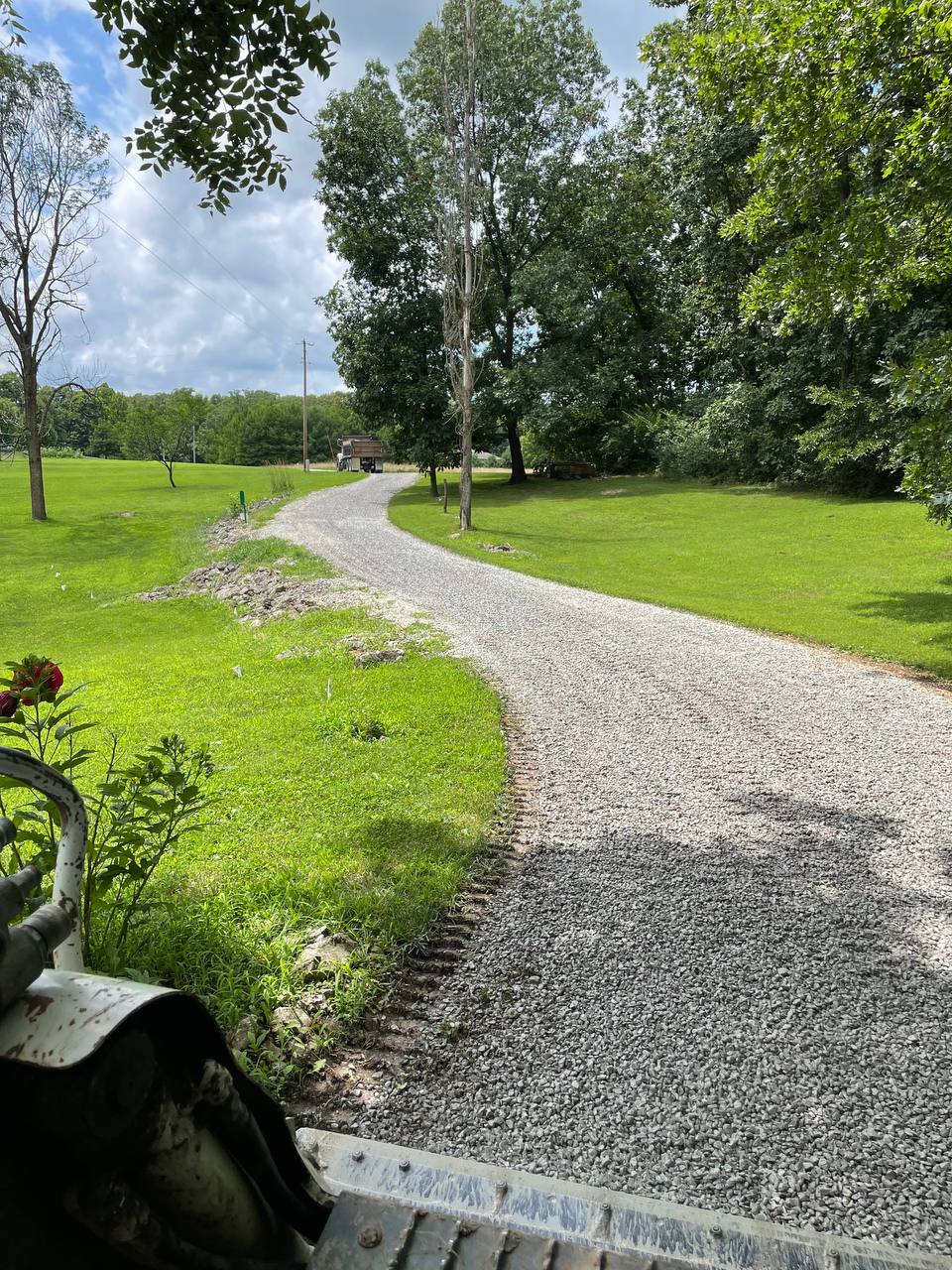 Rock driveway installation in progress — Brohez Trucking LLC Central Illinois