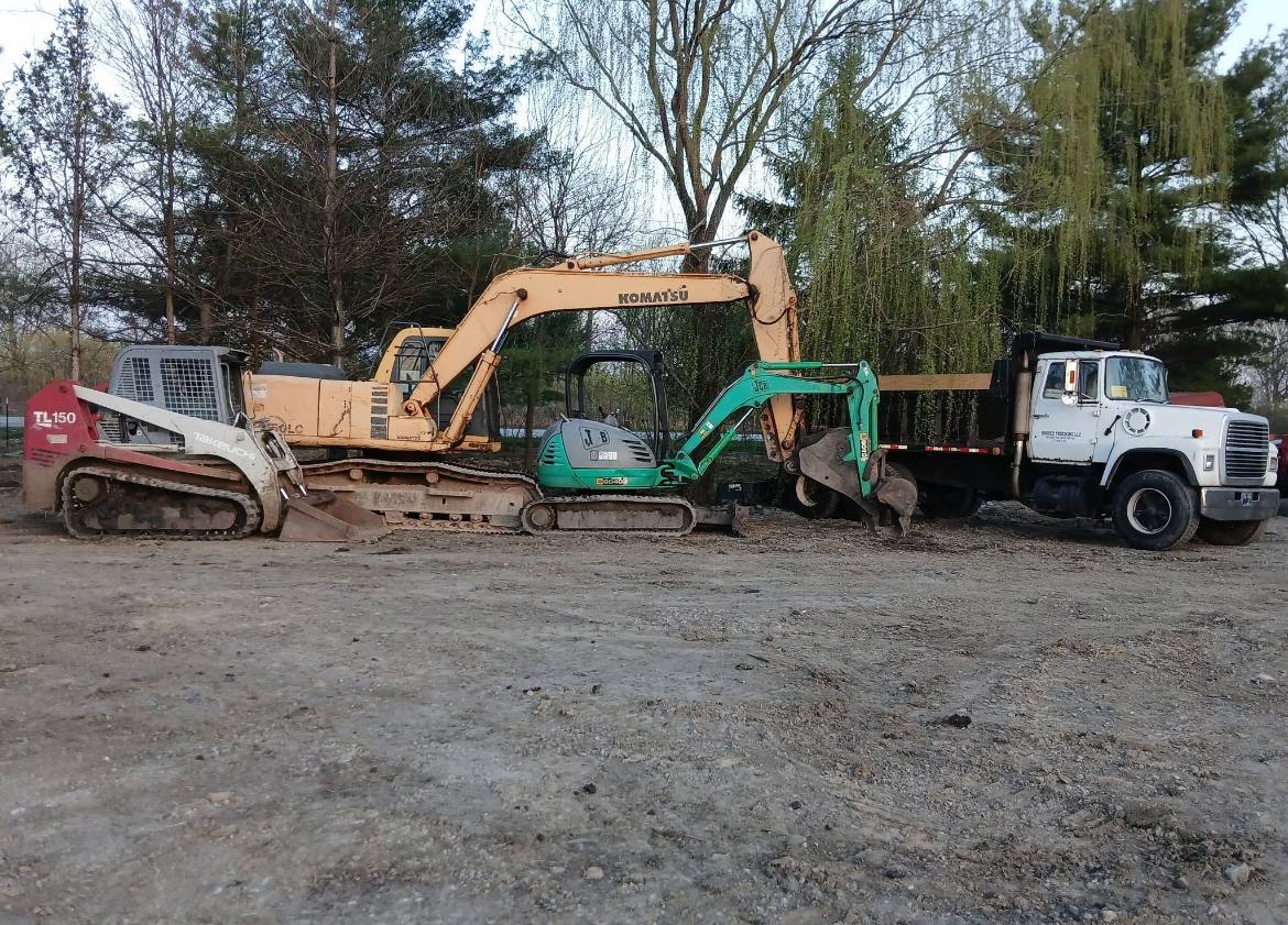 Brohez Trucking LLC full equipment fleet lineup — excavators, skid steers, dump trucks