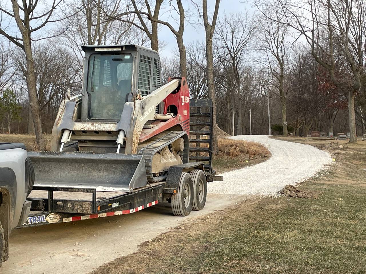 Rock driveway installation — finished crushed stone driveway in central Illinois by Brohez Trucking LLC